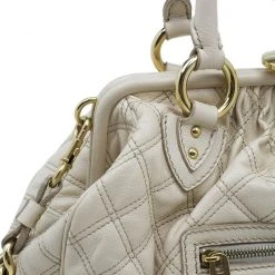 Marc Jacobs Beige Quilted Leather Stam Shoulder Bag For Women -Cheap Marc Jacobs Store luxury women marc jacobs used handbags p39715 0007