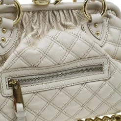 Marc Jacobs Beige Quilted Leather Stam Shoulder Bag For Women -Cheap Marc Jacobs Store luxury women marc jacobs used handbags p39715 0008