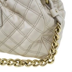 Marc Jacobs Beige Quilted Leather Stam Shoulder Bag For Women -Cheap Marc Jacobs Store luxury women marc jacobs used handbags p39715 0009