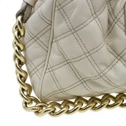 Marc Jacobs Beige Quilted Leather Stam Shoulder Bag For Women -Cheap Marc Jacobs Store luxury women marc jacobs used handbags p39715 0010