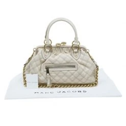Marc Jacobs Beige Quilted Leather Stam Shoulder Bag For Women -Cheap Marc Jacobs Store luxury women marc jacobs used handbags p39715 0015