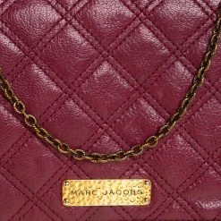 Marc Jacobs Burgundy Quilted Leather Flap Chain Clutch For Women -Cheap Marc Jacobs Store luxury women marc jacobs used handbags p401439 007