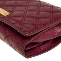 Marc Jacobs Burgundy Quilted Leather Flap Chain Clutch For Women -Cheap Marc Jacobs Store luxury women marc jacobs used handbags p401439 010