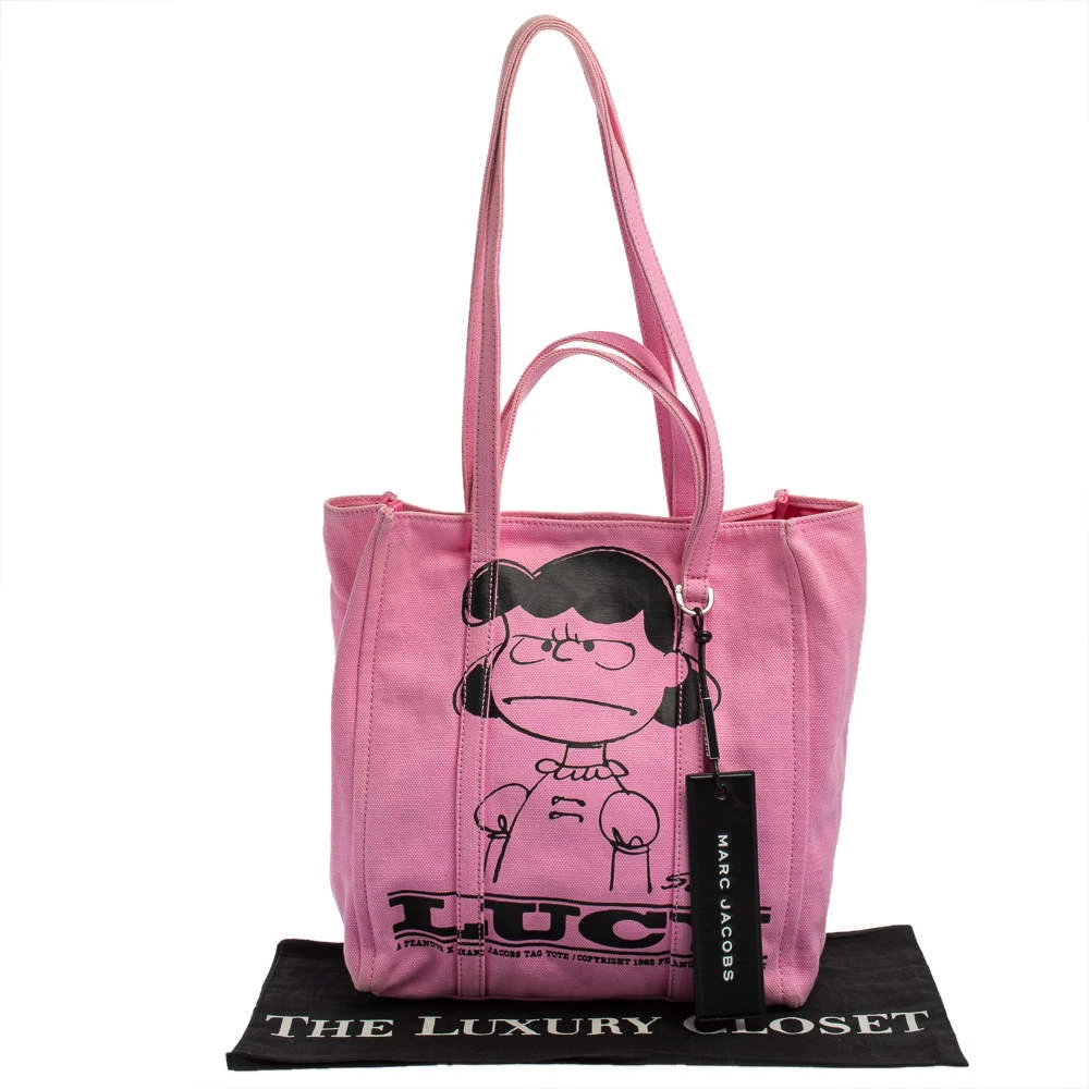 Peanuts X Marc Jacobs Pink Canvas The Tag Tote For Women 9 Peanuts X Marc Jacobs Pink Canvas The Tag Tote For Women - Image 9