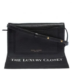 Marc Jacobs Black Leather Recruit Wallet On Strap For Women -Cheap Marc Jacobs Store luxury women marc jacobs used handbags p402330 002