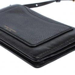 Marc Jacobs Black Leather Recruit Wallet On Strap For Women -Cheap Marc Jacobs Store luxury women marc jacobs used handbags p402330 009