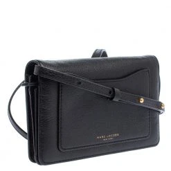 Marc Jacobs Black Leather Recruit Wallet On Strap For Women -Cheap Marc Jacobs Store luxury women marc jacobs used handbags p402330 013