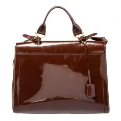 Marc Jacobs Brown Patent Leather Rider Top Handle Bag For Women -Cheap Marc Jacobs Store luxury women marc jacobs used handbags p402472 006