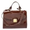 Marc Jacobs Brown Patent Leather Rider Top Handle Bag For Women
