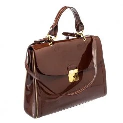 Marc Jacobs Brown Patent Leather Rider Top Handle Bag For Women -Cheap Marc Jacobs Store luxury women marc jacobs used handbags p402472 009