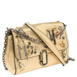 Marc Jacobs Gold Leather Charms And Trinket Crossbody Bag For Women -Cheap Marc Jacobs Store luxury women marc jacobs used handbags p402989 012