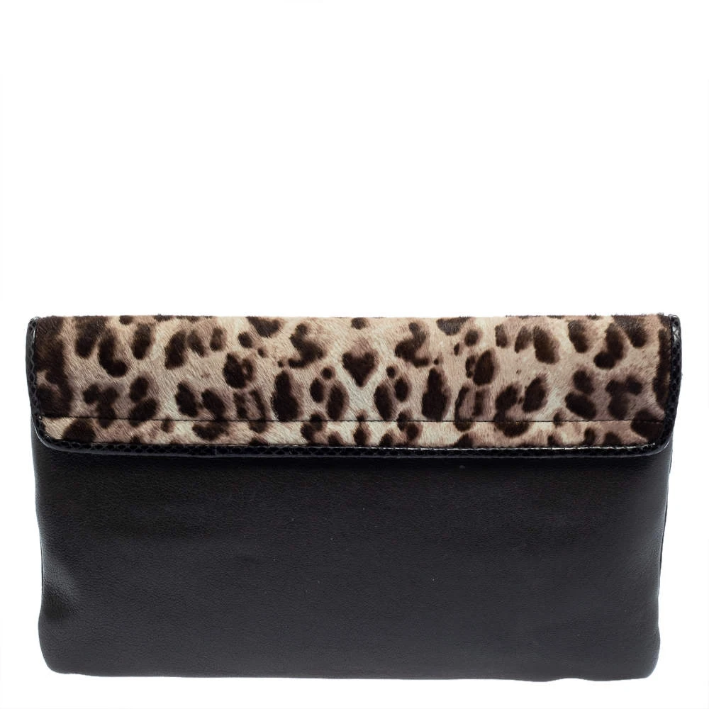 Marc Jacobs Grey/Brown Leopard Print Calfhair And Leather Safari Vip Clutch For Women 4 Marc Jacobs Grey/Brown Leopard Print Calfhair And Leather Safari Vip Clutch For Women - Image 4