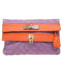 Marc Jacobs Purple/Orange Quilted Leather Oversized Pochette For Women
