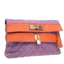 Marc Jacobs Purple/Orange Quilted Leather Oversized Pochette For Women -Cheap Marc Jacobs Store luxury women marc jacobs used handbags p41156 0003