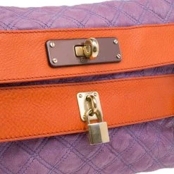 Marc Jacobs Purple/Orange Quilted Leather Oversized Pochette For Women -Cheap Marc Jacobs Store luxury women marc jacobs used handbags p41156 0008