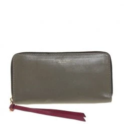 Marc Jacobs Khaki Green Leather Zip Around Wallet For Women