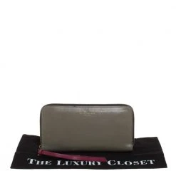 Marc Jacobs Khaki Green Leather Zip Around Wallet For Women -Cheap Marc Jacobs Store luxury women marc jacobs used handbags p411753 005