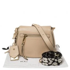 Marc Jacobs Beige Leather Small Recruit Saddle Bag For Women -Cheap Marc Jacobs Store luxury women marc jacobs used handbags p412008 010