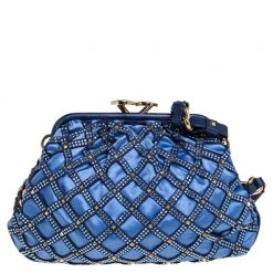 Marc Jacobs Blue Satin Crystal Embellished Stam Shoulder Bag For Women -Cheap Marc Jacobs Store luxury women marc jacobs used handbags p412698 002