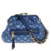 Marc Jacobs Blue Satin Crystal Embellished Stam Shoulder Bag For Women
