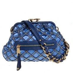 Marc Jacobs Blue Satin Crystal Embellished Stam Shoulder Bag For Women