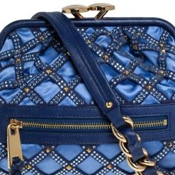 Marc Jacobs Blue Satin Crystal Embellished Stam Shoulder Bag For Women -Cheap Marc Jacobs Store luxury women marc jacobs used handbags p412698 007