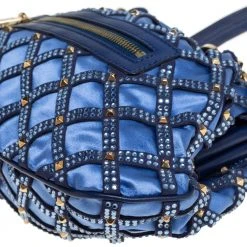 Marc Jacobs Blue Satin Crystal Embellished Stam Shoulder Bag For Women -Cheap Marc Jacobs Store luxury women marc jacobs used handbags p412698 008