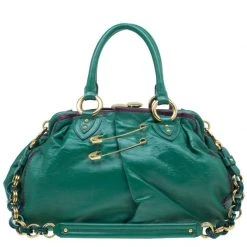 Marc Jacobs Green Leather Safety Pin Stam Satchel For Women