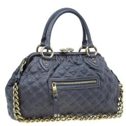 Marc Jacobs Grey Quilted Leather Stam Shoulder Bag For Women -Cheap Marc Jacobs Store luxury women marc jacobs used handbags p41426 003