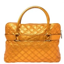 Marc Jacobs Metallic Orange Quilted Leather Bruna Belted Tote For Women -Cheap Marc Jacobs Store luxury women marc jacobs used handbags p415535 003