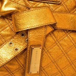 Marc Jacobs Metallic Orange Quilted Leather Bruna Belted Tote For Women -Cheap Marc Jacobs Store luxury women marc jacobs used handbags p415535 006