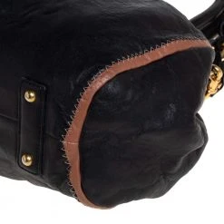 Marc Jacobs Black Leather Safety Pin Stam Top Handle Bag For Women -Cheap Marc Jacobs Store luxury women marc jacobs used handbags p416265 008