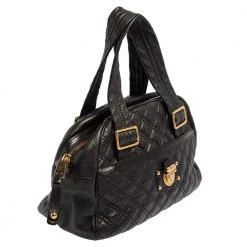 Marc Jacobs Black Quilted Leather Ursula Bowler Bag For Women -Cheap Marc Jacobs Store luxury women marc jacobs used handbags p421310 010