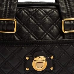 Marc Jacobs Black Quilted Leather Ursula Bowler Bag For Women -Cheap Marc Jacobs Store luxury women marc jacobs used handbags p421310 011