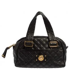 Marc Jacobs Black Quilted Leather Ursula Bowler Bag For Women