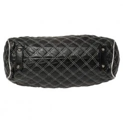 Marc Jacobs Black/Silver Quilted Leather Stam Satchel For Women -Cheap Marc Jacobs Store luxury women marc jacobs used handbags p422326 001