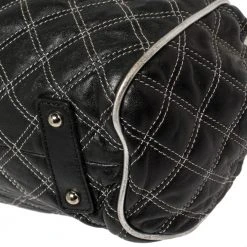 Marc Jacobs Black/Silver Quilted Leather Stam Satchel For Women -Cheap Marc Jacobs Store luxury women marc jacobs used handbags p422326 011