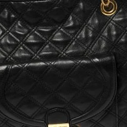 Marc Jacobs Black Leather Quilted Chain Tote For Women -Cheap Marc Jacobs Store luxury women marc jacobs used handbags p423161 007