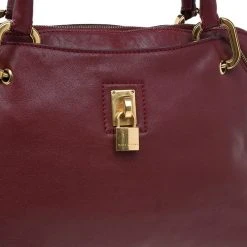 Marc Jacobs Burgundy Leather Rio Paradise Satchel Bag For Women -Cheap Marc Jacobs Store luxury women marc jacobs used handbags p43398 008