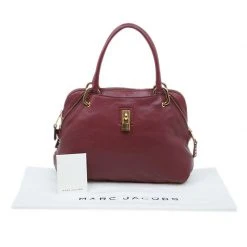 Marc Jacobs Burgundy Leather Rio Paradise Satchel Bag For Women -Cheap Marc Jacobs Store luxury women marc jacobs used handbags p43398 016