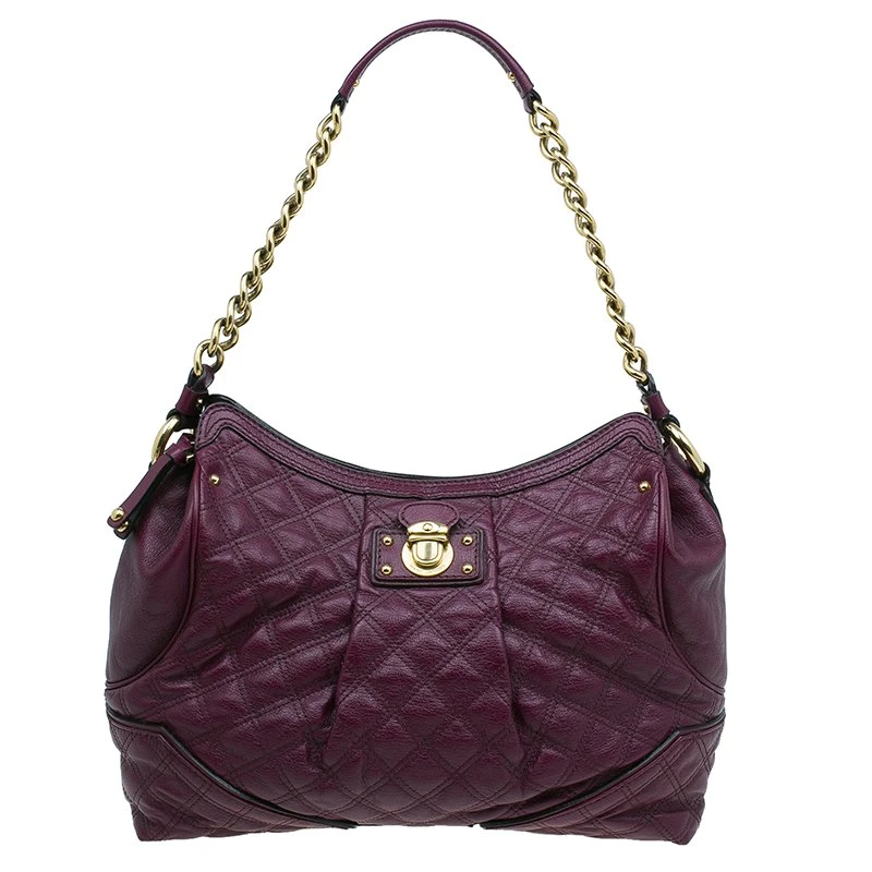 Marc Jacobs Purple Quilted Leather Alyona Hobo Bag For Women 1 Marc Jacobs Purple Quilted Leather Alyona Hobo Bag For Women