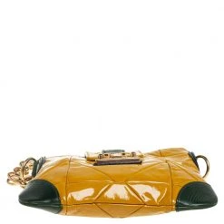 Marc Jacobs Mustard Yellow/Green Patent Leather And Leather Shoulder Bag For Women -Cheap Marc Jacobs Store luxury women marc jacobs used handbags p446395 002