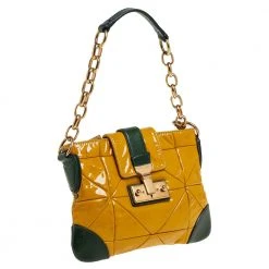 Marc Jacobs Mustard Yellow/Green Patent Leather And Leather Shoulder Bag For Women -Cheap Marc Jacobs Store luxury women marc jacobs used handbags p446395 005