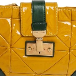 Marc Jacobs Mustard Yellow/Green Patent Leather And Leather Shoulder Bag For Women -Cheap Marc Jacobs Store luxury women marc jacobs used handbags p446395 012