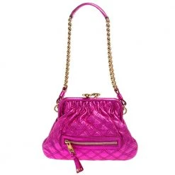 Marc Jacobs Metallic Fuchsia Quilted Leather Little Stam Shoulder Bag For Women