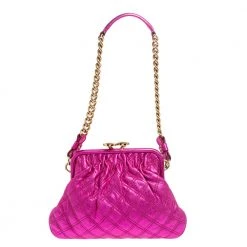 Marc Jacobs Metallic Fuchsia Quilted Leather Little Stam Shoulder Bag For Women -Cheap Marc Jacobs Store luxury women marc jacobs used handbags p447128 005