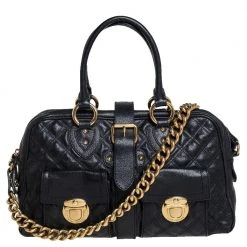 Marc Jacobs Black Quilted Leather Venetia Satchel For Women