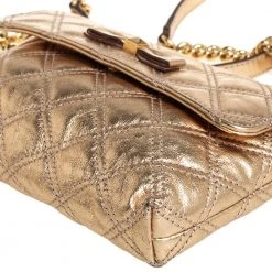 Marc Jacobs Metallic Gold Quilted Leather Bow Shoulder Bag For Women -Cheap Marc Jacobs Store luxury women marc jacobs used handbags p452701 001
