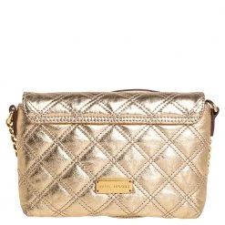 Marc Jacobs Metallic Gold Quilted Leather Bow Shoulder Bag For Women -Cheap Marc Jacobs Store luxury women marc jacobs used handbags p452701 005