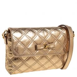 Marc Jacobs Metallic Gold Quilted Leather Bow Shoulder Bag For Women -Cheap Marc Jacobs Store luxury women marc jacobs used handbags p452701 006